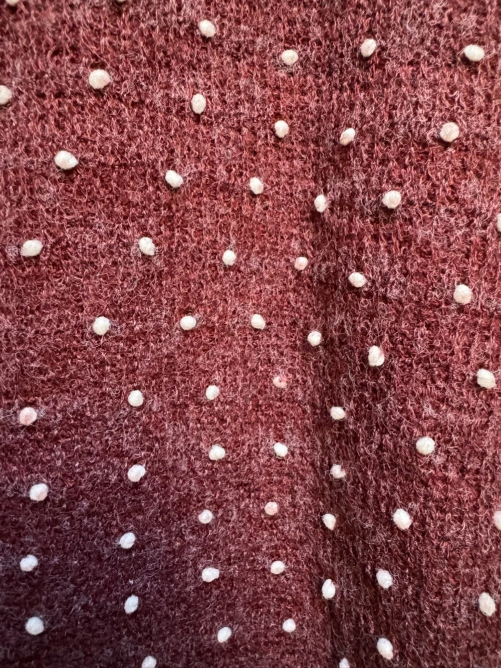 Altar'd State Lace Hem Polka Dot Embellished L/Sleeve Burgundy Red Sweater Large